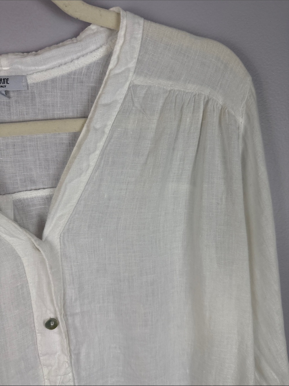 ROSEMARINE Made in Italy White Linen Tunic Henley Blouse Made in Italy Size L - Picture 8 of 13